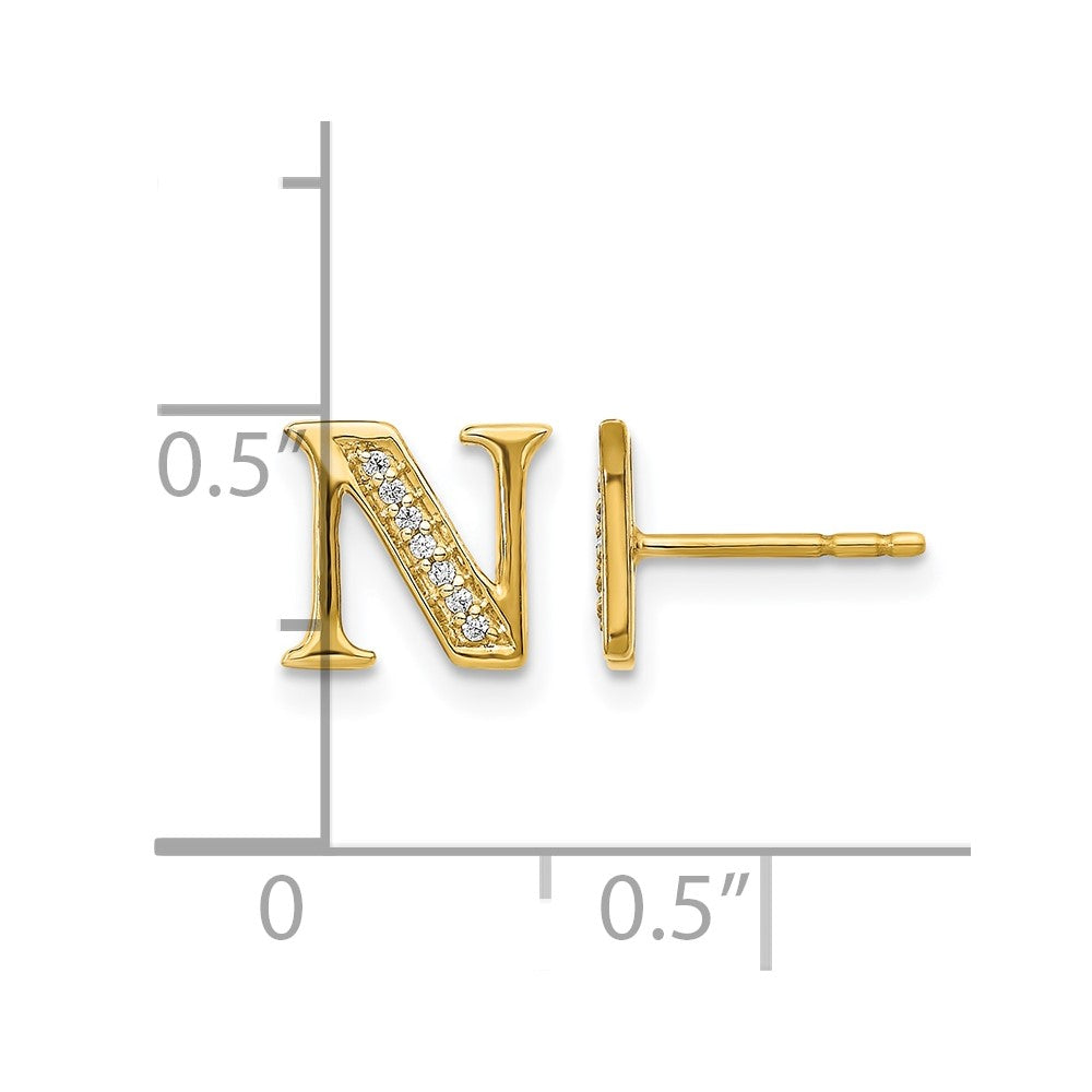 Diamond Initial N Post Earrings - WBC