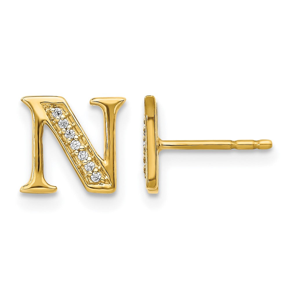 Diamond Initial N Post Earrings - WBC