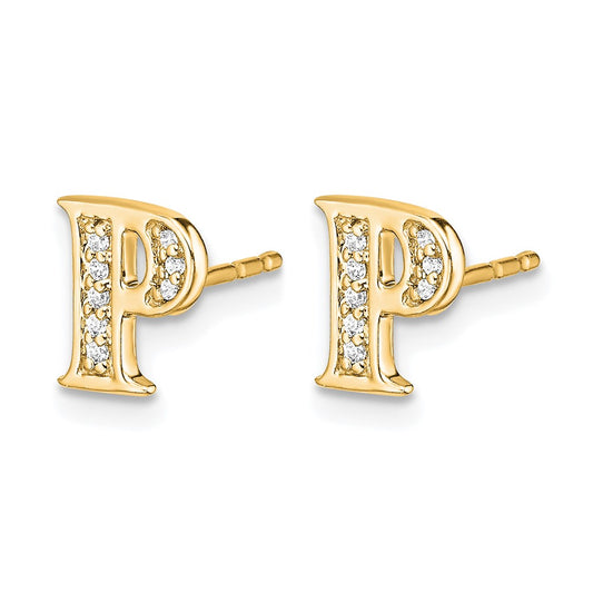 Diamond Initial P Post Earrings - WBC