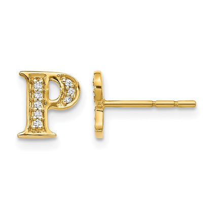 Diamond Initial P Post Earrings - WBC