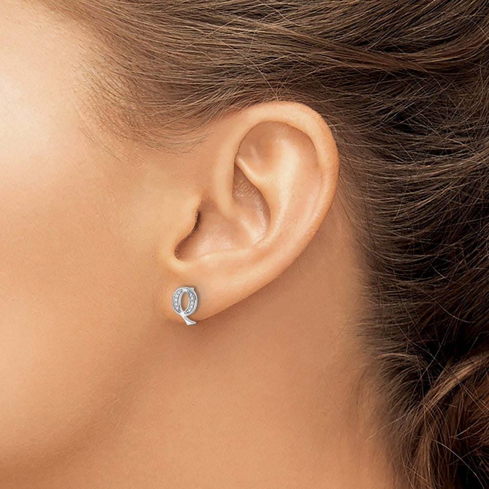 Diamond Initial Q Post Earrings - WBC