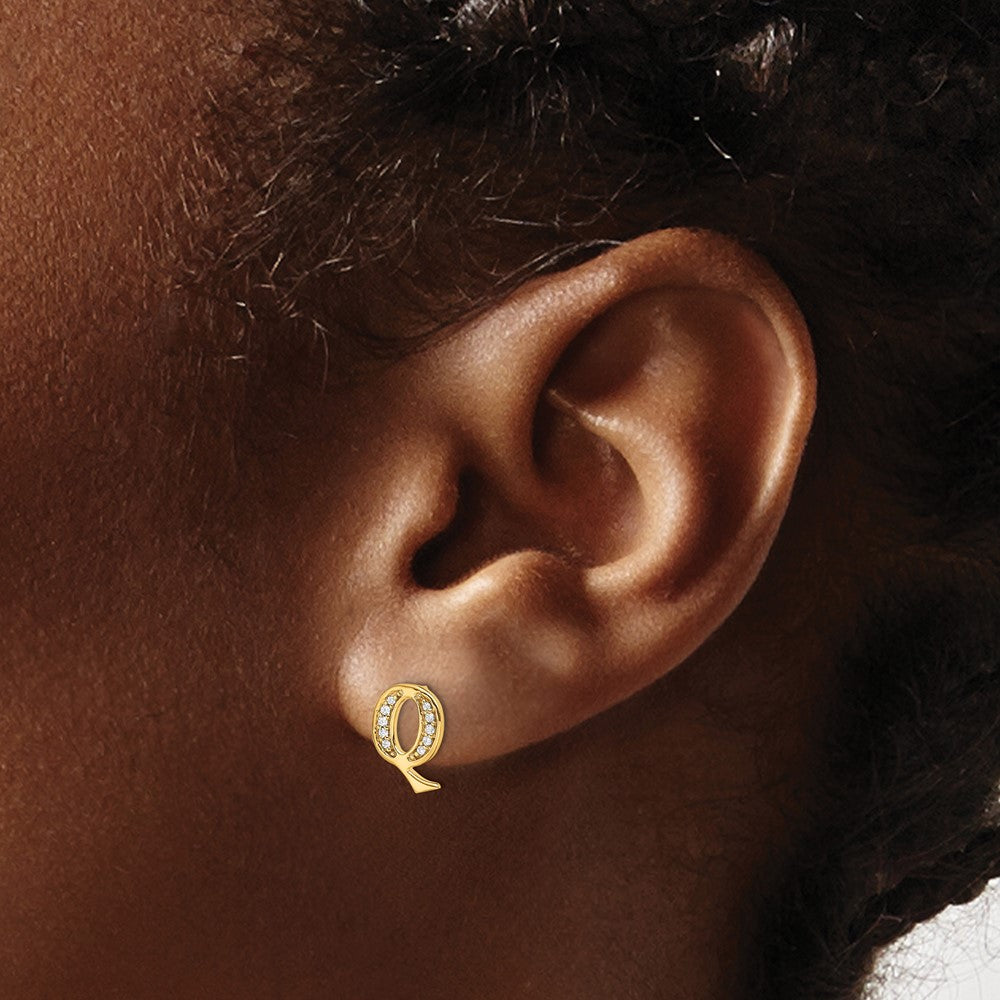 Diamond Initial Q Post Earrings - WBC