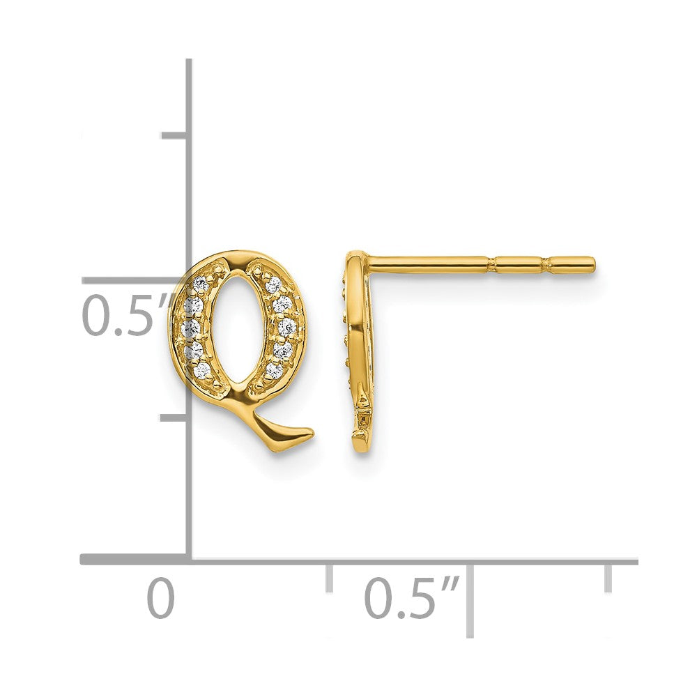 Diamond Initial Q Post Earrings - WBC