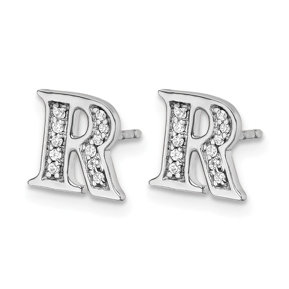 Diamond Initial R Post Earrings - WBC