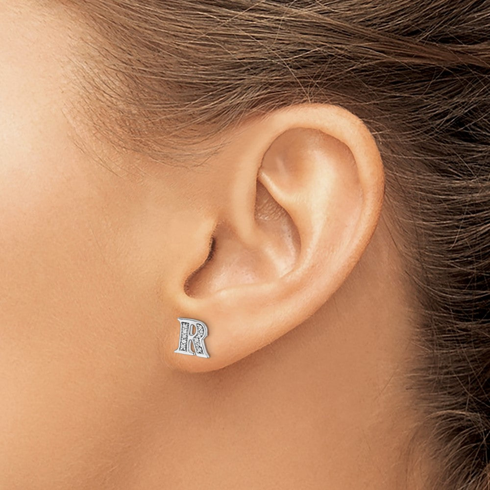 Diamond Initial R Post Earrings - WBC