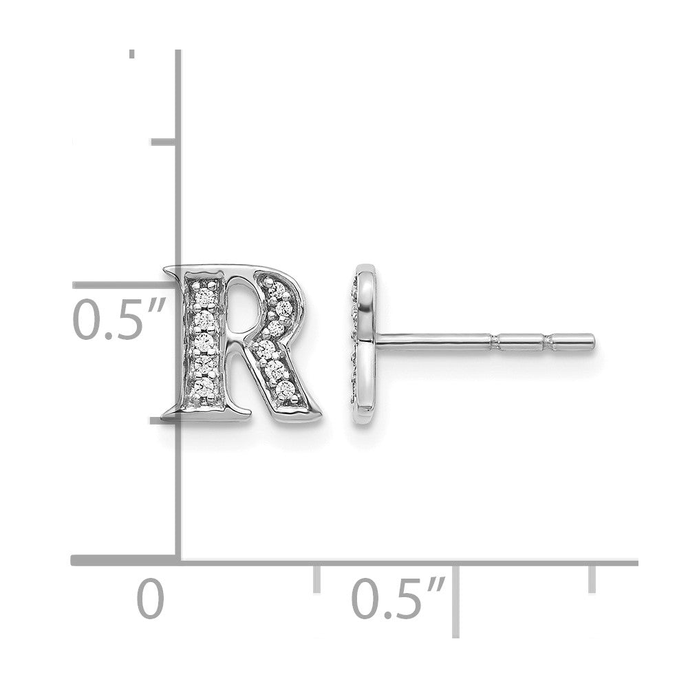 Diamond Initial R Post Earrings - WBC
