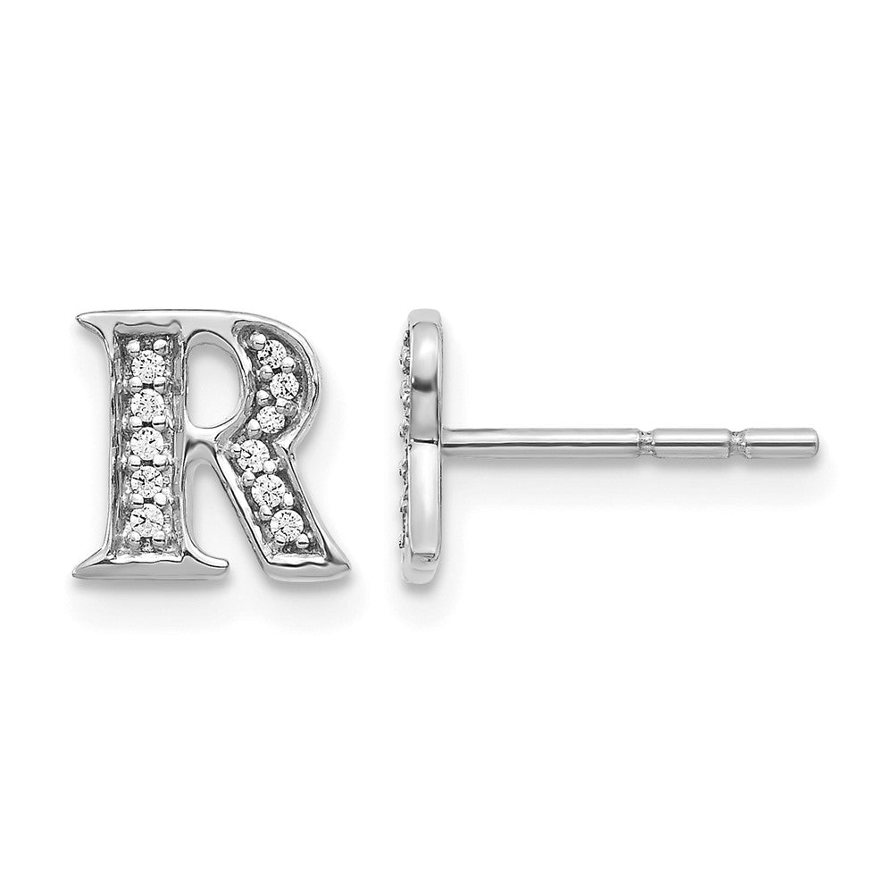 Diamond Initial R Post Earrings - WBC
