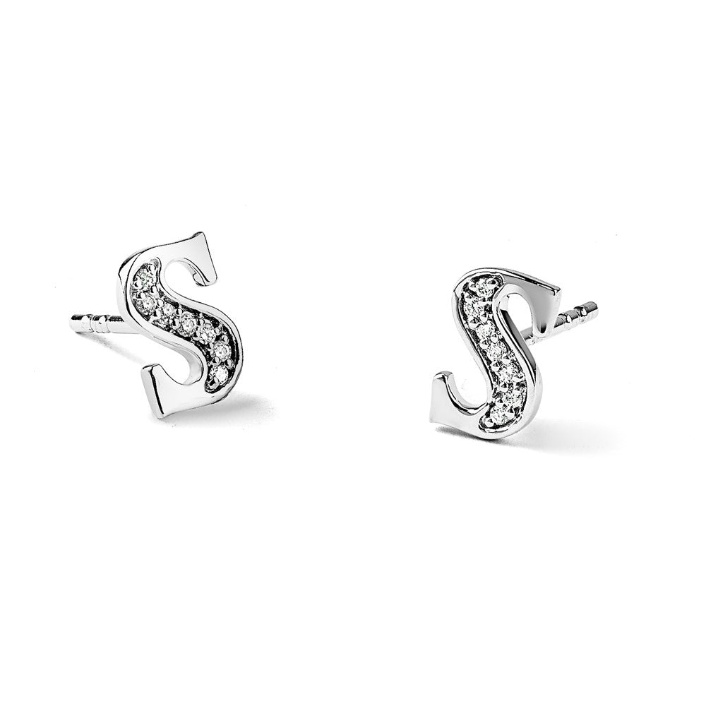 Diamond Initial S Post Earrings - WBC