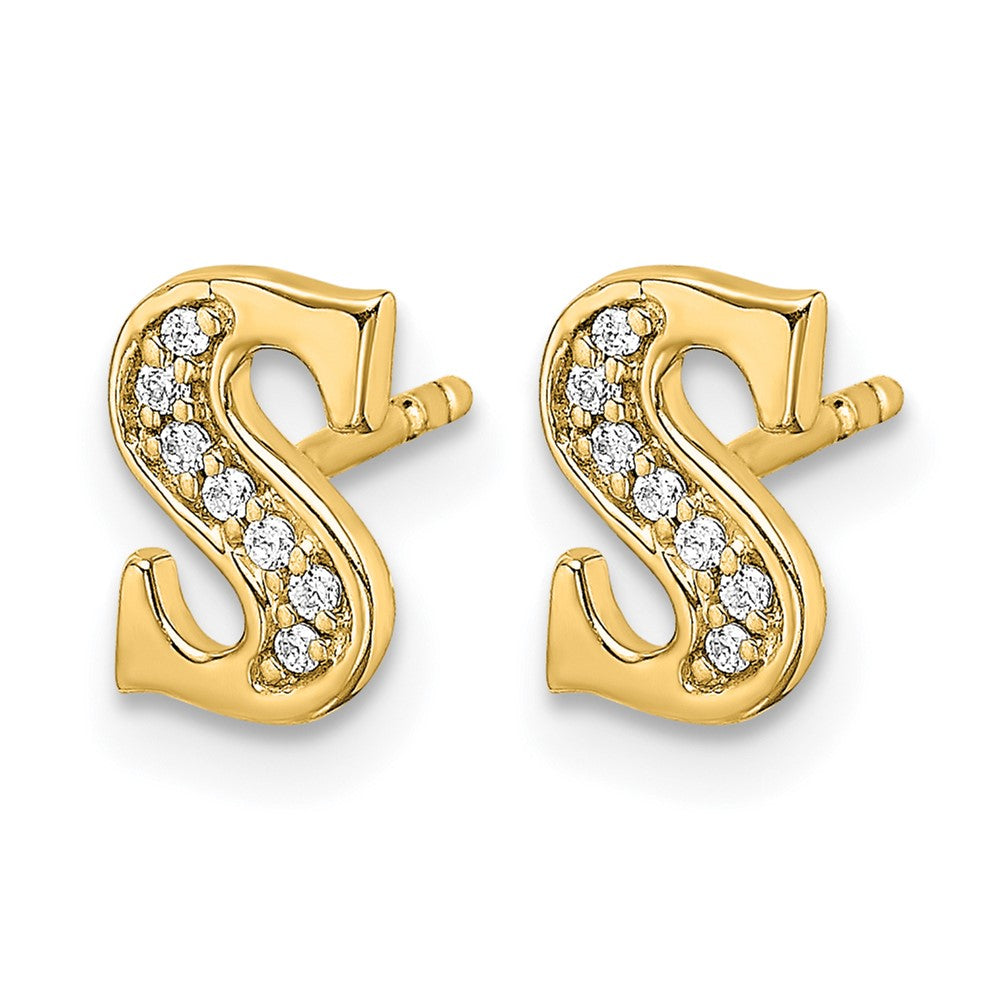 Diamond Initial S Post Earrings - WBC