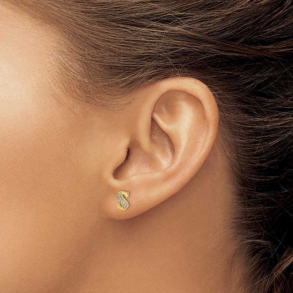 Diamond Initial S Post Earrings - WBC