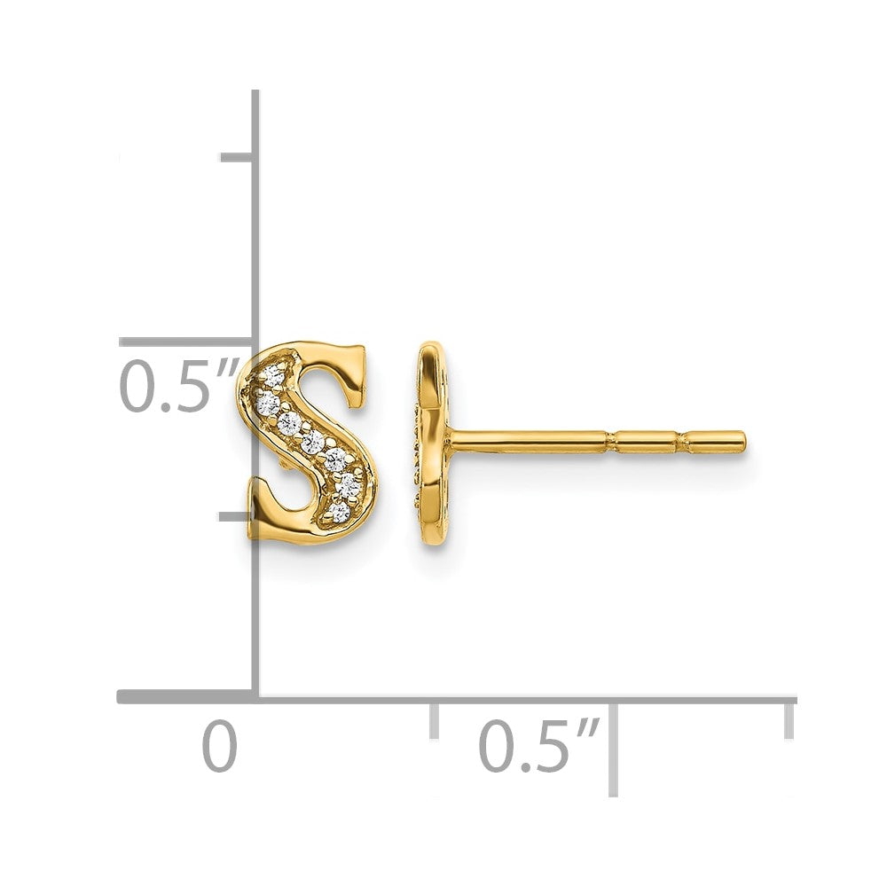 Diamond Initial S Post Earrings - WBC