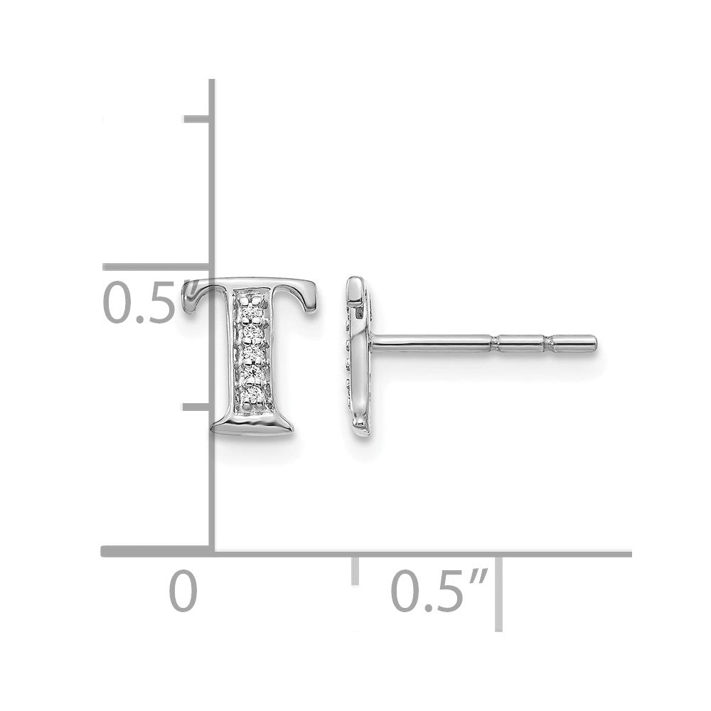 Diamond Initial T Post Earrings - WBC