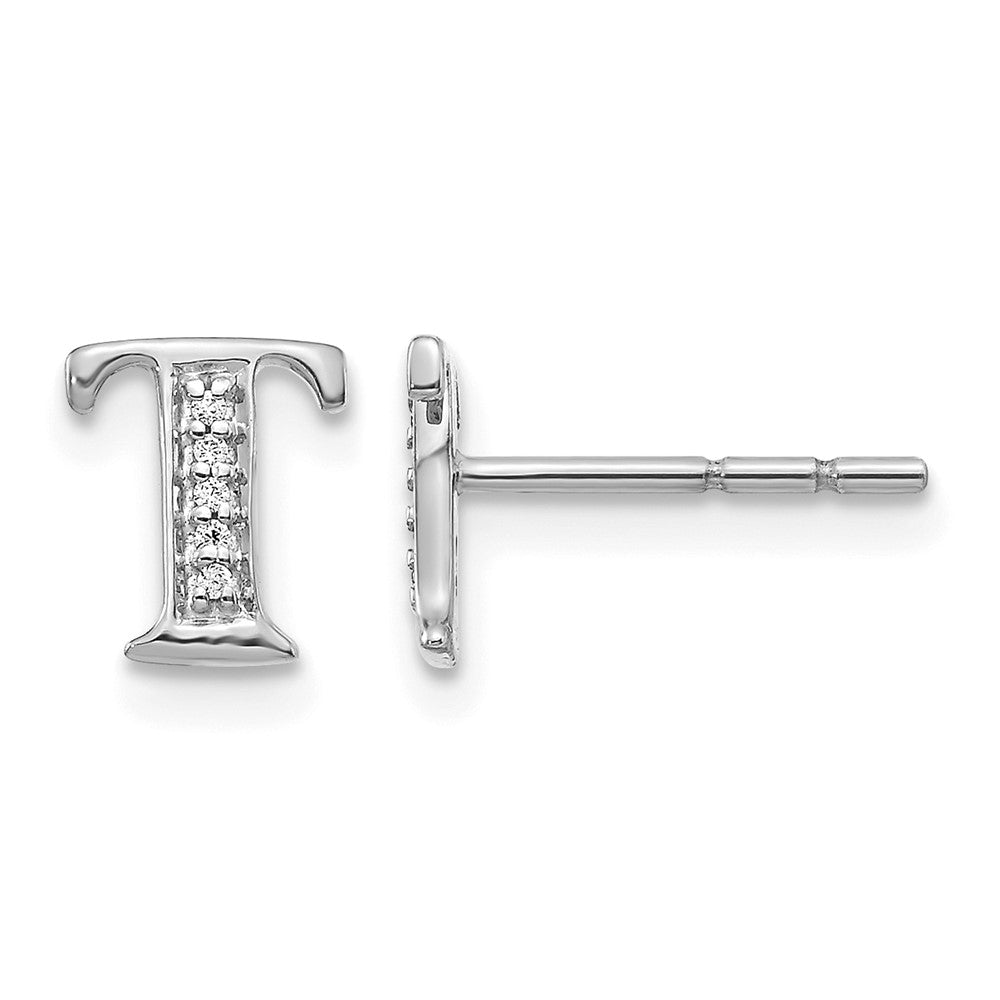 Diamond Initial T Post Earrings - WBC
