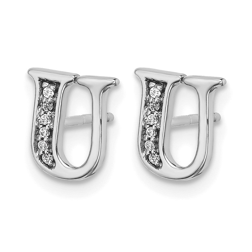 Diamond Initial U Post Earrings - WBC