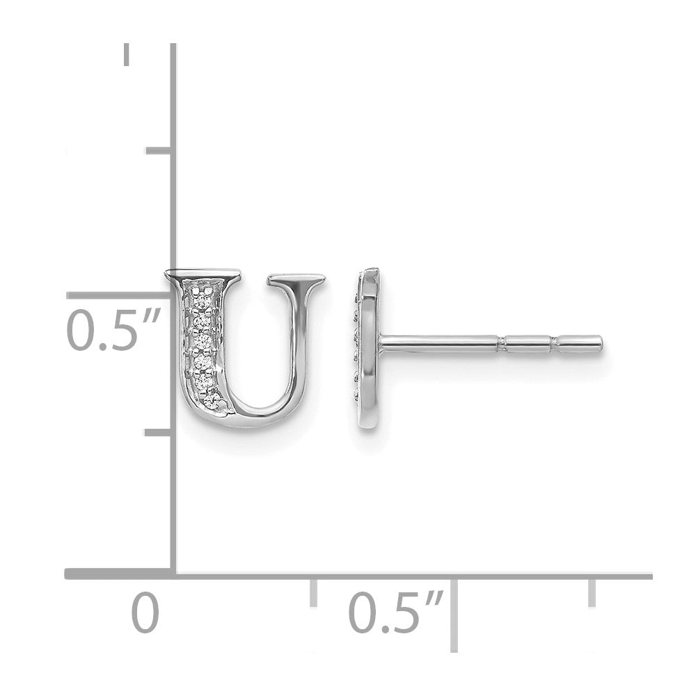 Diamond Initial U Post Earrings - WBC