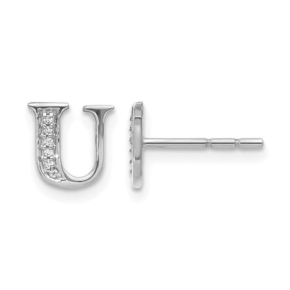 Diamond Initial U Post Earrings - WBC
