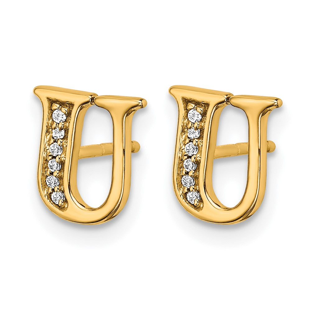 Diamond Initial U Post Earrings - WBC