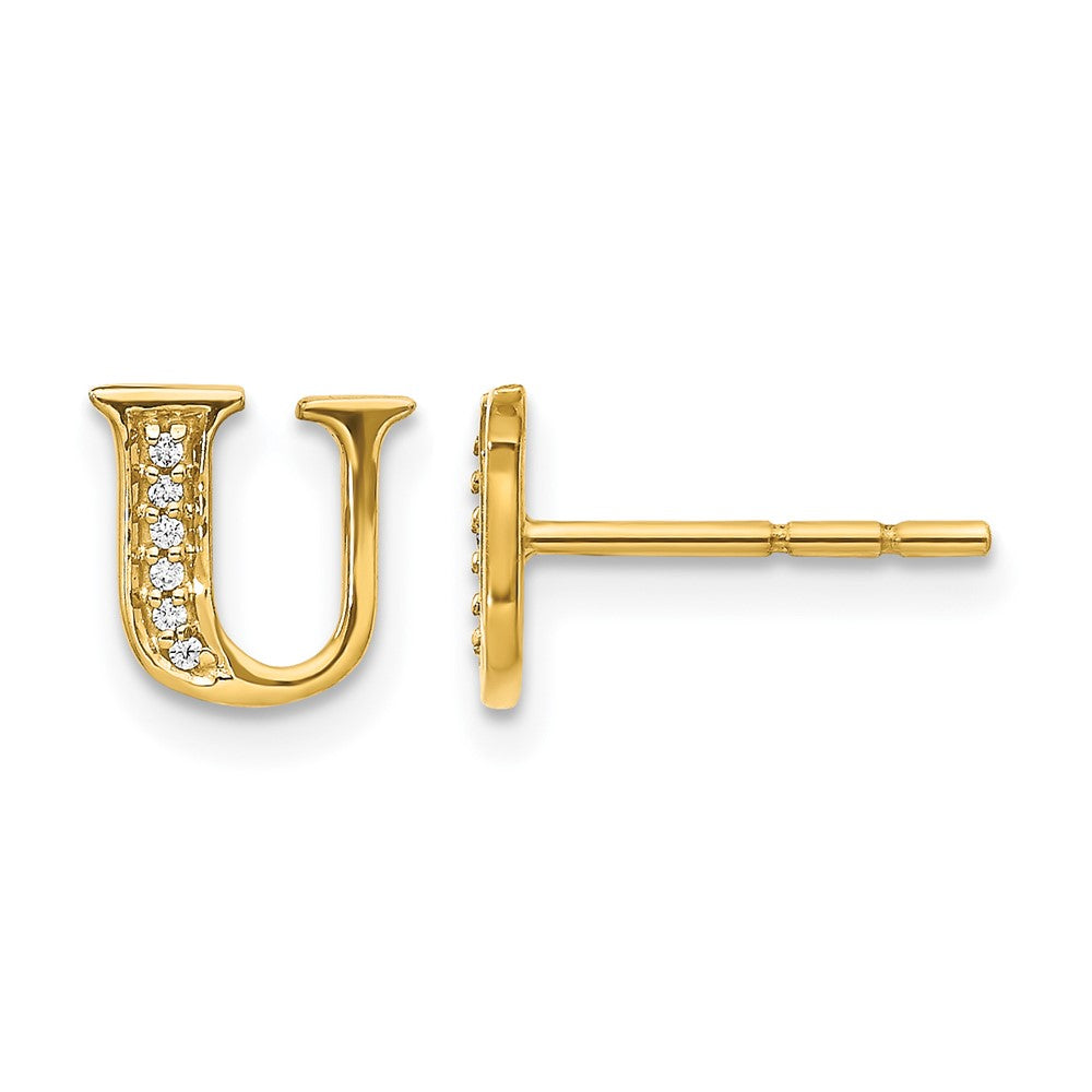 Diamond Initial U Post Earrings - WBC
