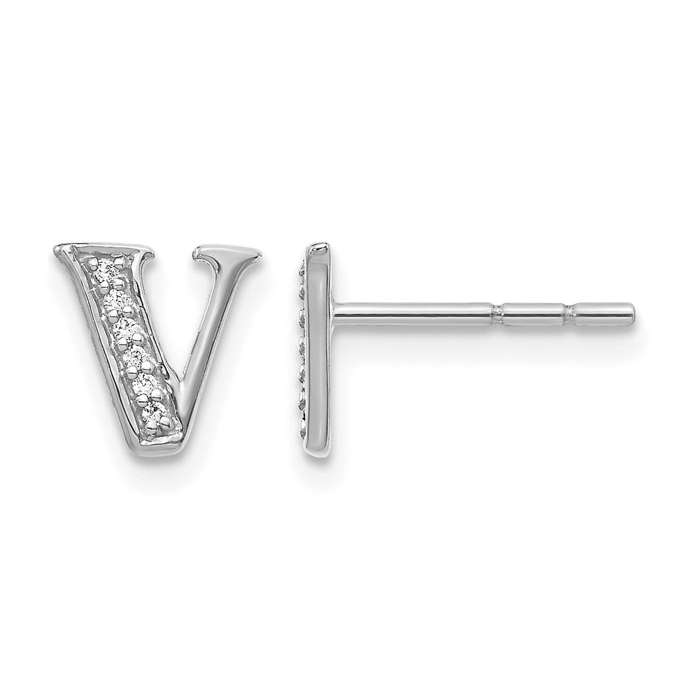 Diamond Initial V Post Earrings - WBC