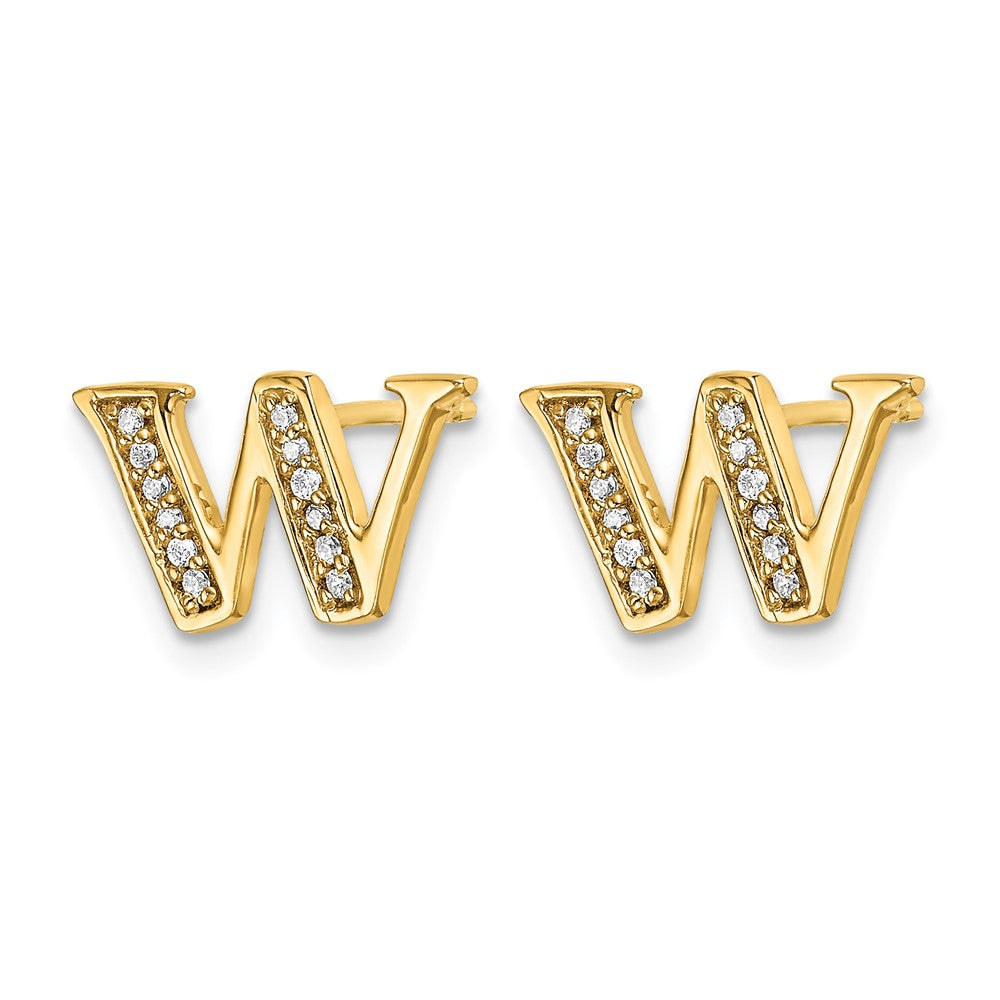 Diamond Initial W Post Earrings - WBC