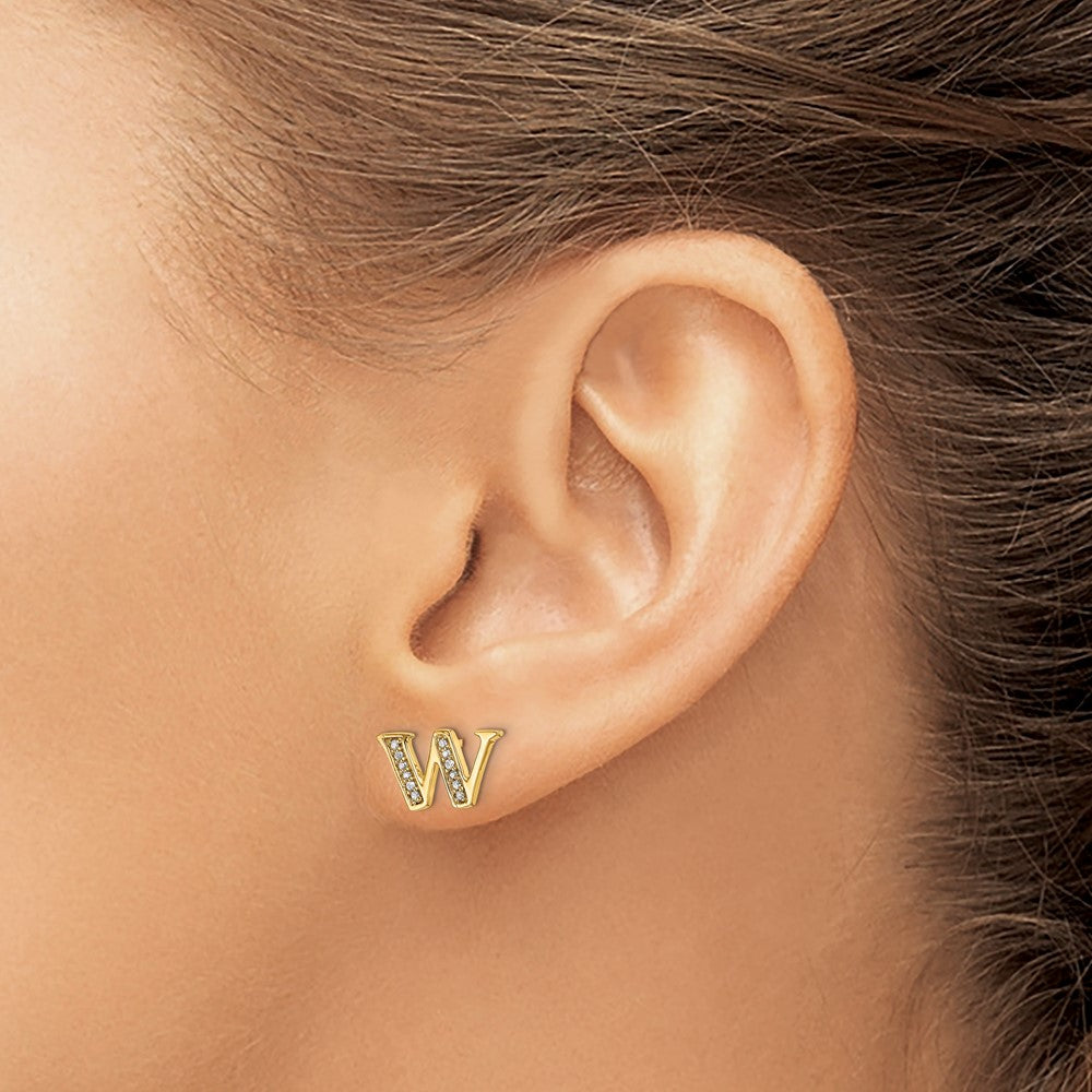 Diamond Initial W Post Earrings - WBC