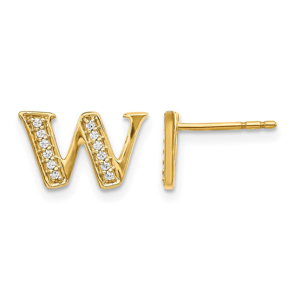 Diamond Initial W Post Earrings - WBC