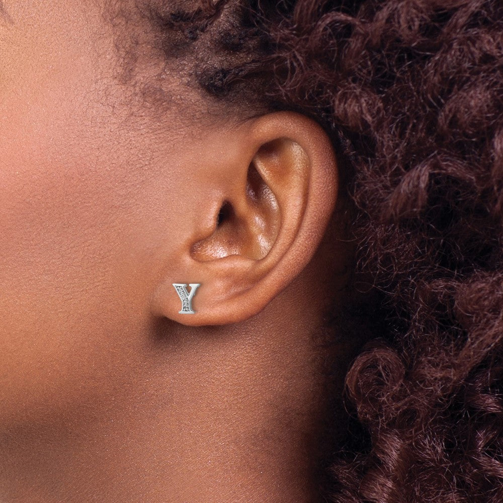 Diamond Initial Y Post Earrings - WBC