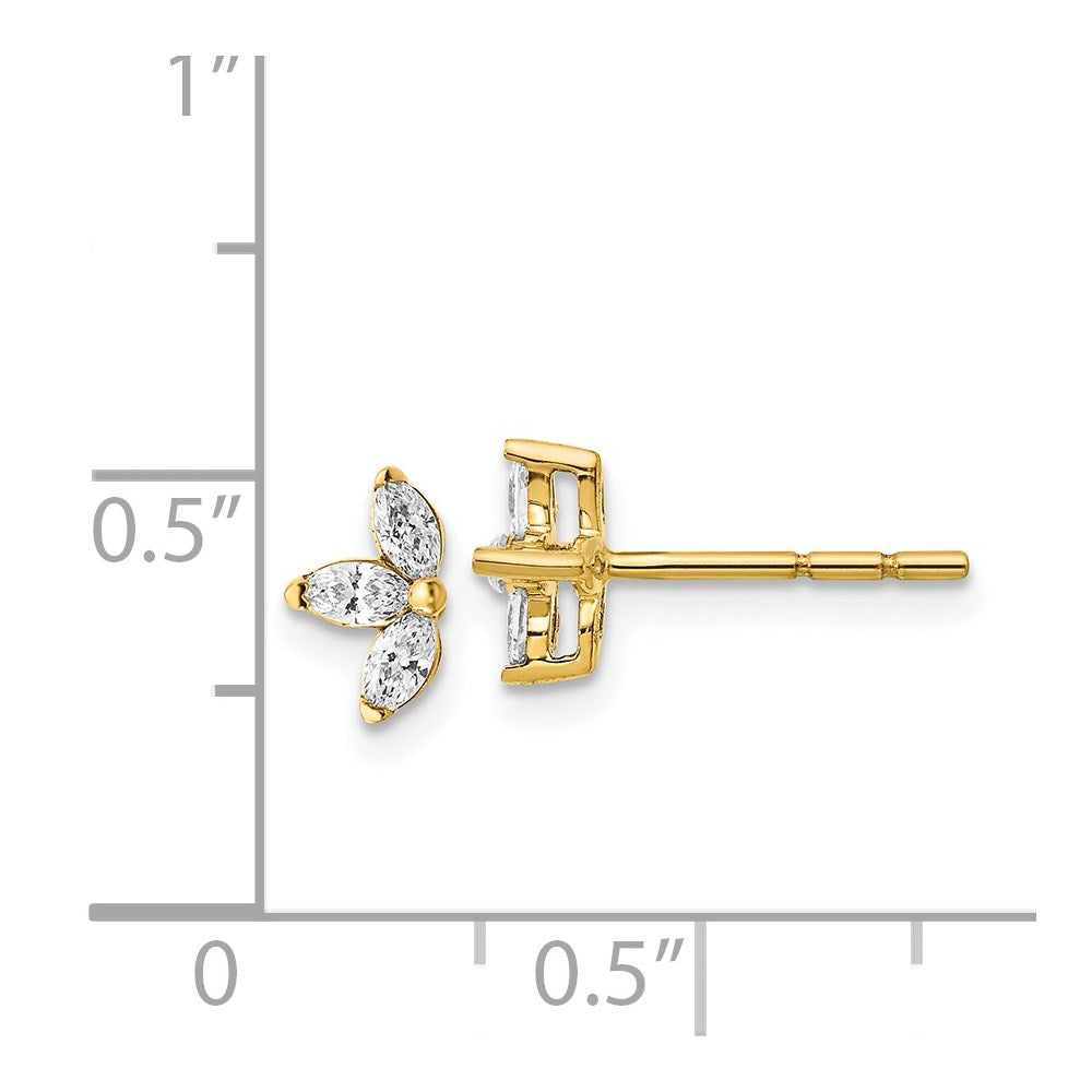 3-stone 1/4 carat Marquise Diamond Post Earrings - WBC