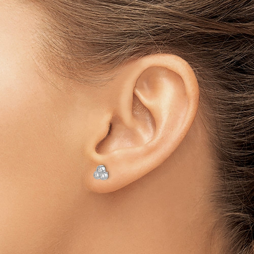 1/4 carat Diamond 3-stone Bezel Post Earrings - WBC