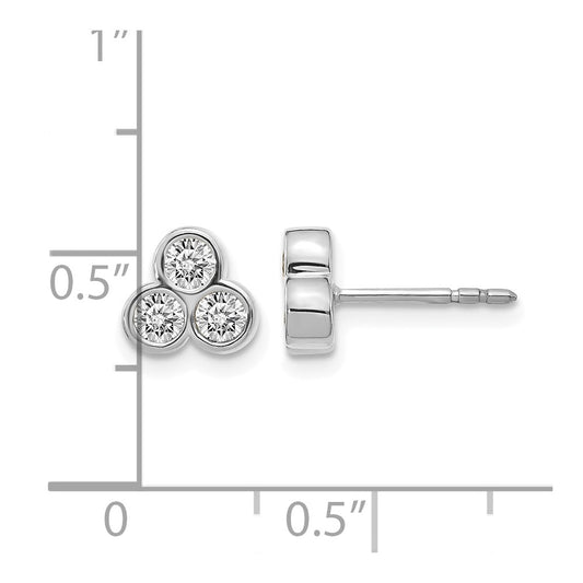 1/2 carat Diamond 3-stone Bezel Post Earrings - WBC