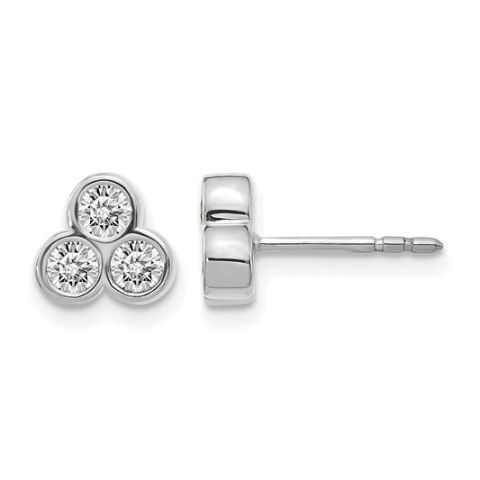 1/2 carat Diamond 3-stone Bezel Post Earrings - WBC