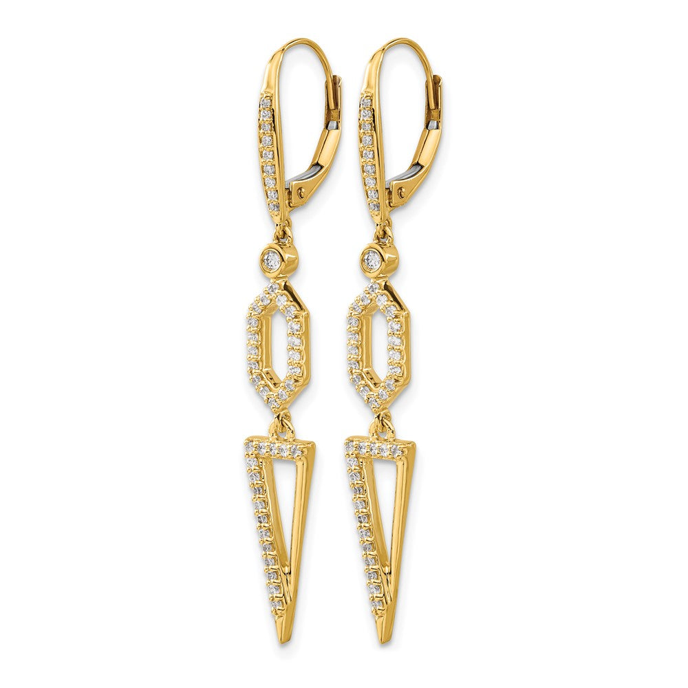 1/2 carat Diamond Triangle Dangle Leverback Earrings - WBC