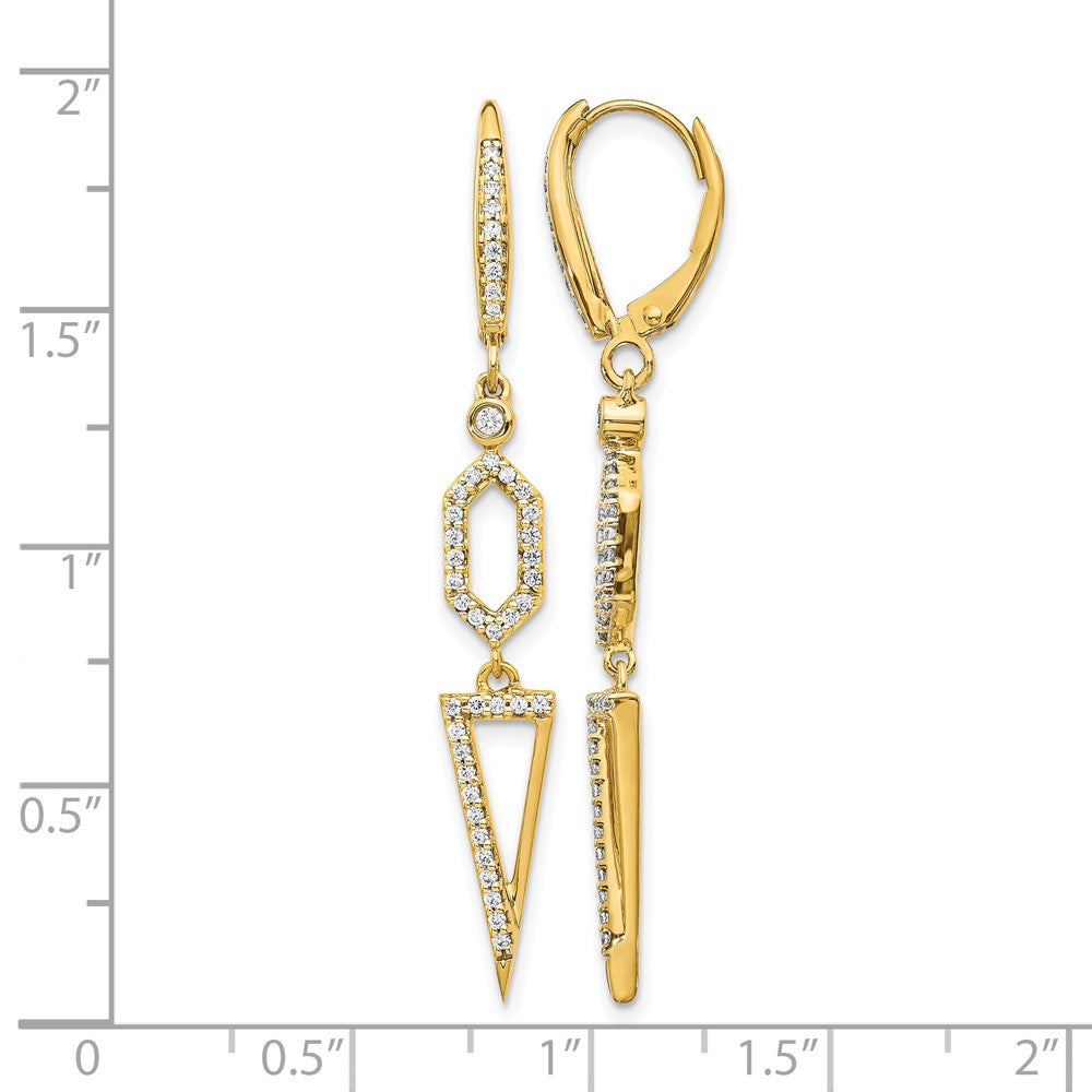 1/2 carat Diamond Triangle Dangle Leverback Earrings - WBC