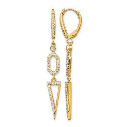 1/2 carat Diamond Triangle Dangle Leverback Earrings - WBC