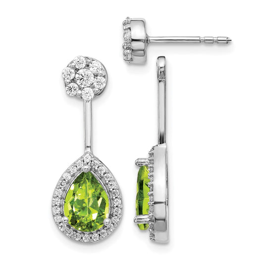 5/8 carat Diamond and Pear Peridot Front/Back Post Earrings - WBC