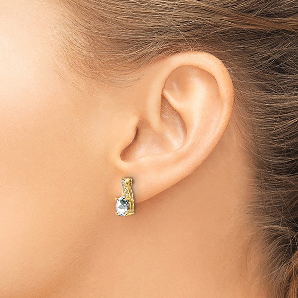 7x5 Oval April/ Topaz and Diamond Post Earrings - WBC