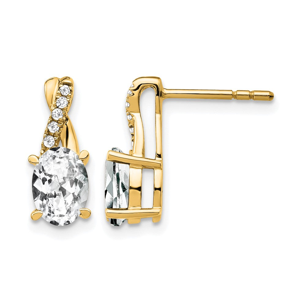 7x5 Oval April/ Topaz and Diamond Post Earrings - WBC