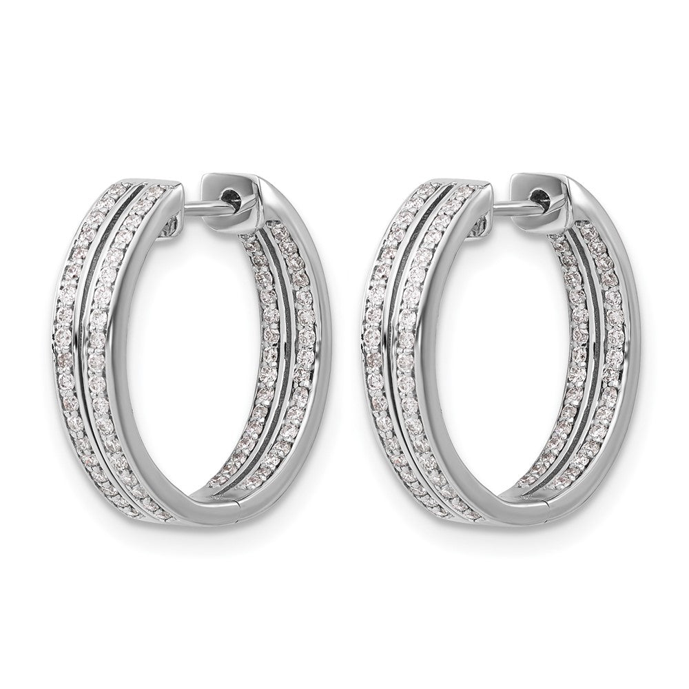 2-row 3/4 carat Diamond In/Out Hinged Hoop Earrings - WBC
