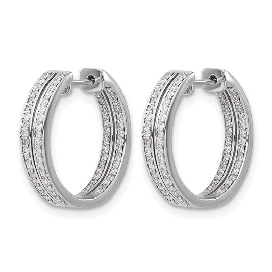 2-row 3/4 carat Diamond In/Out Hinged Hoop Earrings - WBC