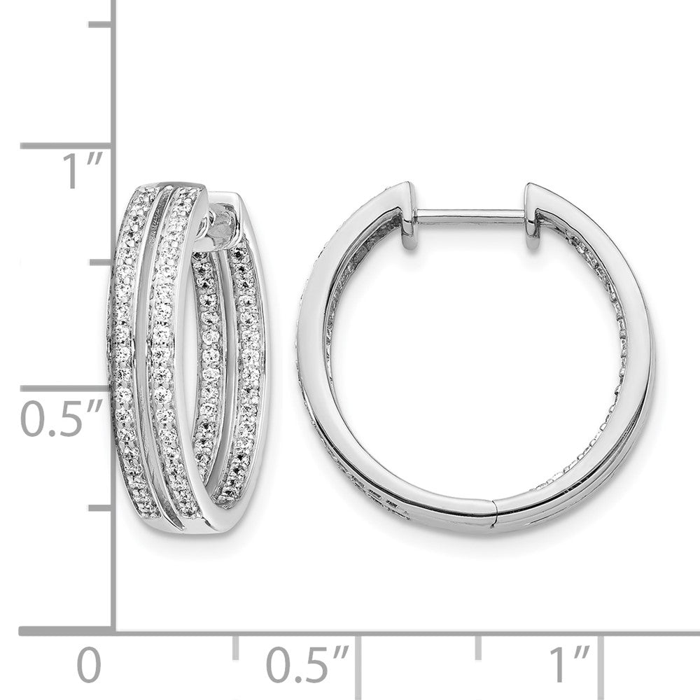 2-row 3/4 carat Diamond In/Out Hinged Hoop Earrings - WBC