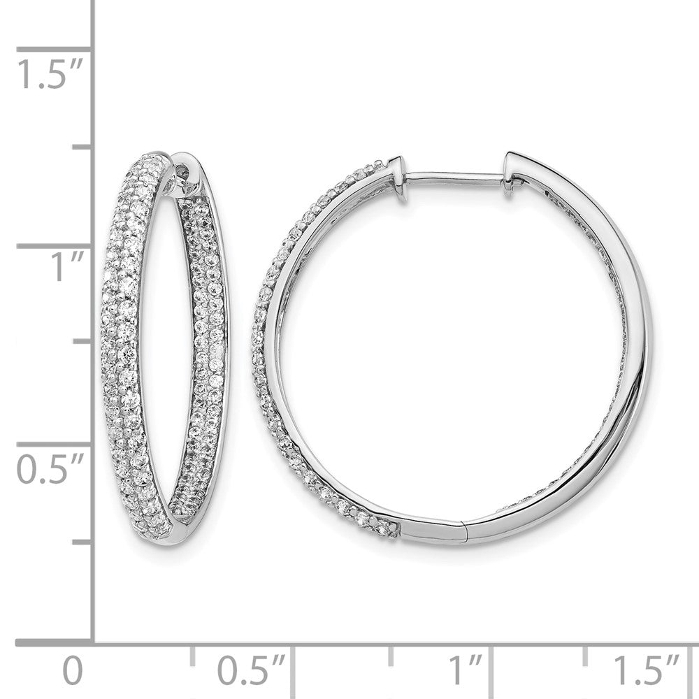 2-row 1.5 carat Diamond In/Out Hinged Hoop Earrings - WBC