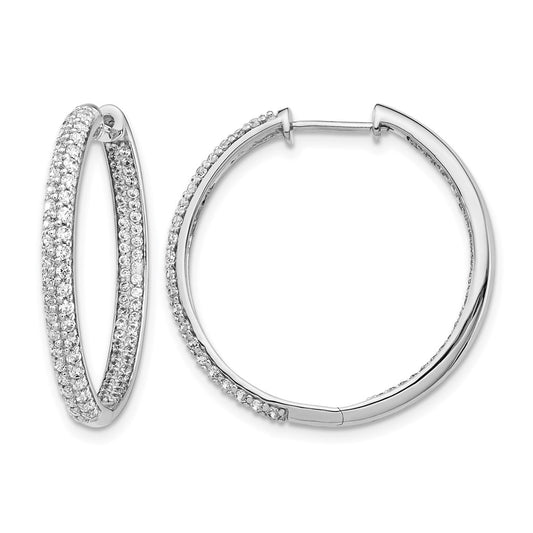 2-row 1.5 carat Diamond In/Out Hinged Hoop Earrings - WBC