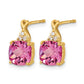 Cushion Checkerboard October/Lab Created Pink Sapphire and Diamond Post Earrings - WBC