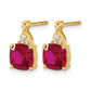 Cushion Checkerboard July/Lab Created Ruby and Diamond Post Earrings - WBC