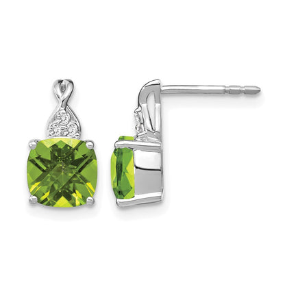 Cushion Checkerboard August/Peridot and Diamond Post Earrings - WBC