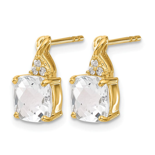 Cushion Checkerboard April/ Topaz and Diamond Post Earrings - WBC