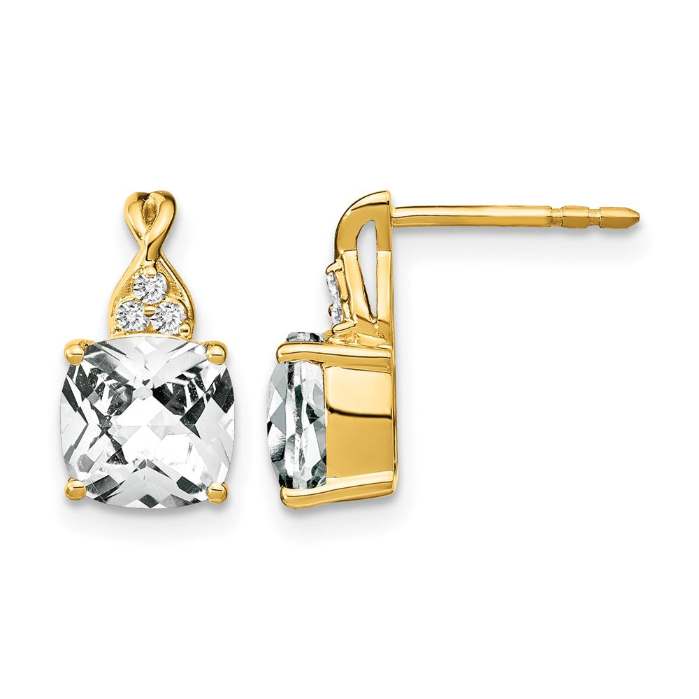 Cushion Checkerboard April/ Topaz and Diamond Post Earrings - WBC