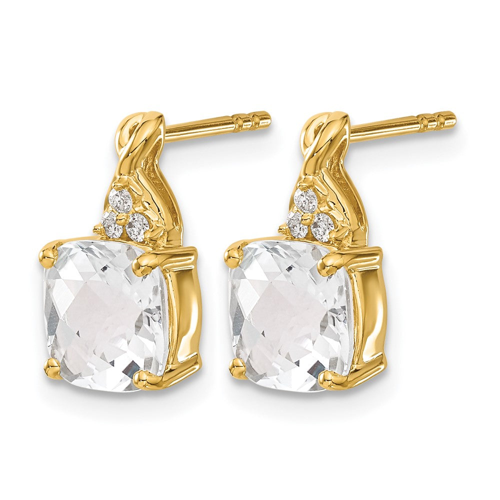 Cushion Checkerboard April/ Topaz and Diamond Post Earrings - WBC