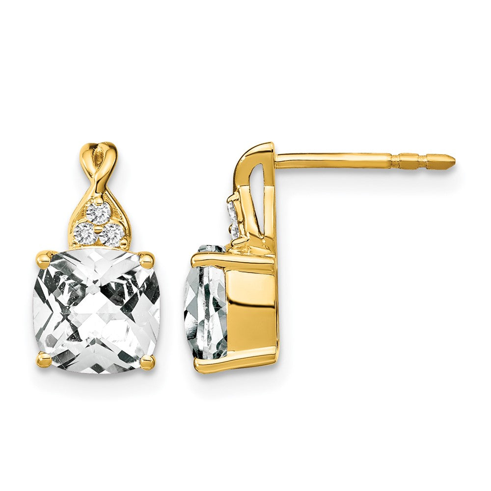 Cushion Checkerboard April/ Topaz and Diamond Post Earrings - WBC