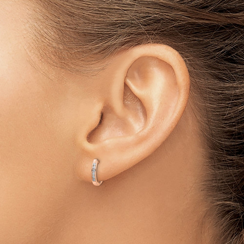 1/8 carat Diamond Channel-set Hinged Hoop Earrings - WBC